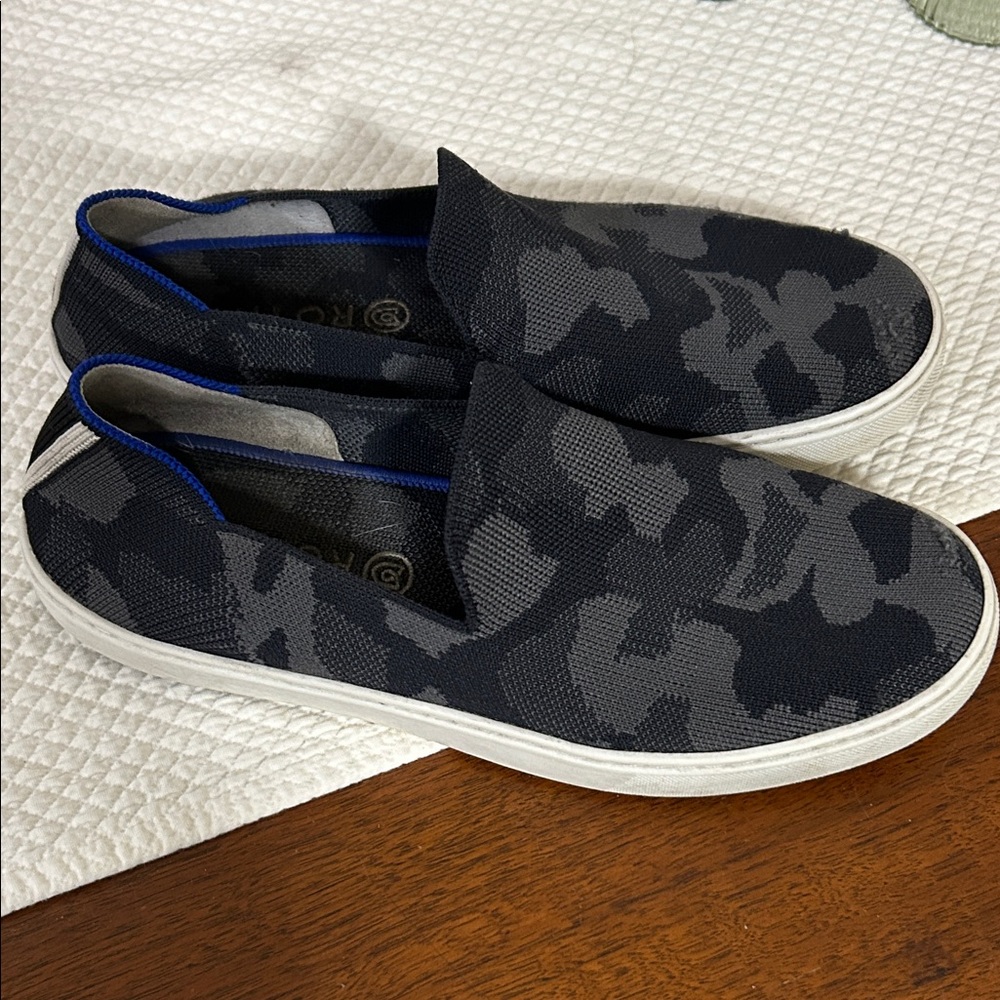 Rothy's Camouflage Slip-On Shoes - Black and Gray